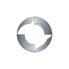 Metallic silver cutout shape design isolated graphic art element transparent background