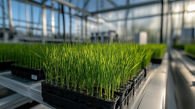 Fresh Green Seedlings Growing in a Modern Greenhouse Environment - Powered by Adobe