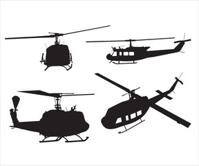 TH-1H Huey svg, th-1h Huey Silhouette, Bell Uh-1 Huey, Huey Helicopter, TH-1H Huey- Front-view Silhouette, TH-1H Huey Vector © DINVECT