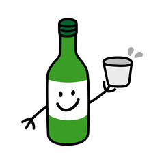 Korean soju liquor illustration