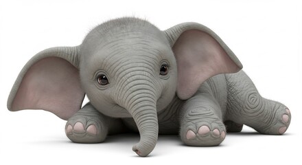 Obraz premium Adorable baby elephant rests peacefully soft light bathes its gentle form. AI Generated