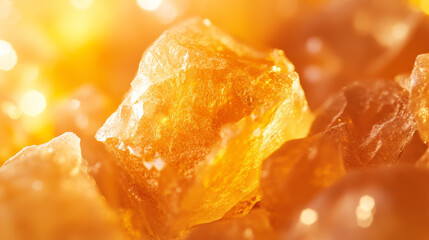 The image shows a close up of a pile of orange crystals