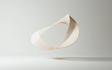 3D Render of Mobius Strip with Ornate Pattern on Cream Background