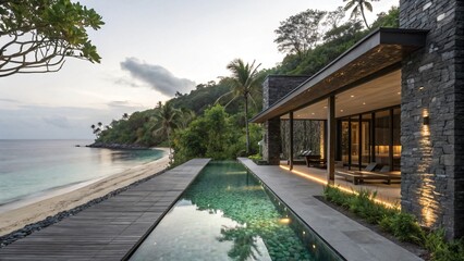 Modern Cliffside Villa with Infinity Pool and Beach View - Luxury Tropical Getaway