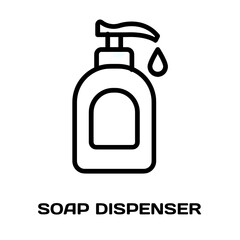 Soap dispenser editable stroke outline icon isolated on white background flat vector illustration, black outline, Pixel perfect