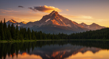 Majestic Mountain Sunset Landscape