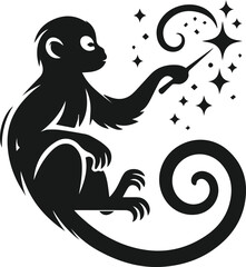 Monkey with a long magical tail vector