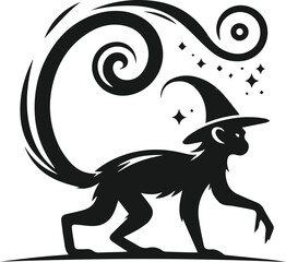 Monkey with a long magical tail vector