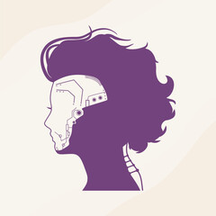 Abstract humanoid robot head. Robotics industry and artificial intelligence concept