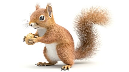 Fototapeta premium Tiny Red Squirrel Standing on Hind Legs