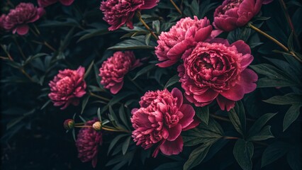 Fototapeta premium Dark Pink Peony Flowers in Bloom