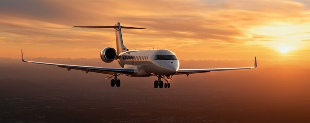 Fototapeta premium Airplane flying high in the clear blue sky representing the journey of travel and adventure