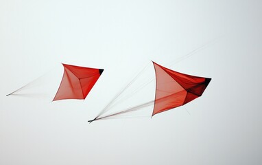 Two Red Kites in Bright White Sky