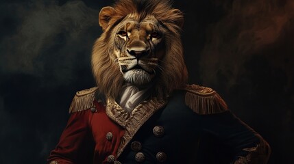 Lion In Uniform. A Regal And Majestic Beast.