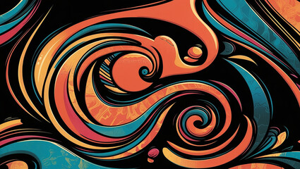 Abstract Colorful Lines 3d Illustration Contrast Color With Black Background, with full red gradient color, simple elegant, simple background