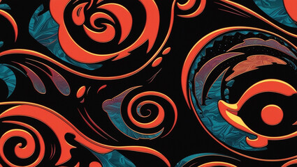 Abstract Colorful Lines 3d Illustration Contrast Color With Black Background, with full red gradient color, simple elegant, simple background