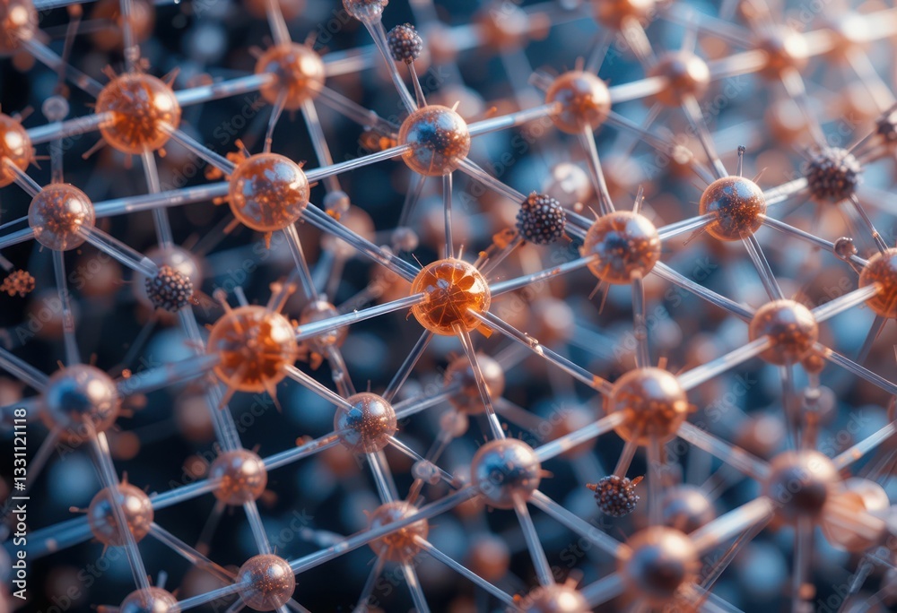 Poster abstract representation of molecular structures in vibrant color display