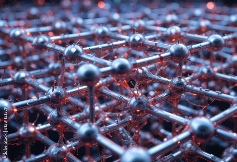 Poster abstract 3d rendering of molecular structure with metallic nodes