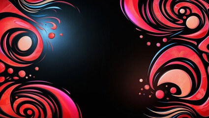 Abstract Colorful Lines 3d Illustration Contrast Color With Black Background, with full red gradient color, simple elegant, simple background