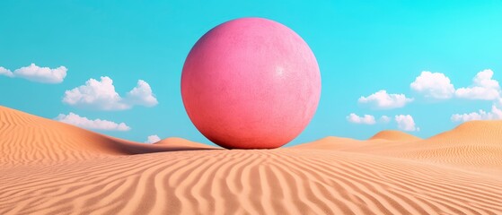 Pink Sphere in a Desert Landscape