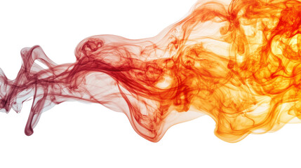 Fototapeta premium Red and orange smoke creating abstract shapes on transparent background
