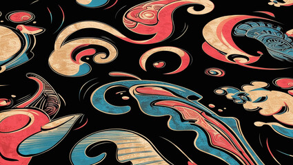 Abstract Colorful Lines 3d Illustration Contrast Color With Black Background, with full red gradient color, simple elegant, simple background