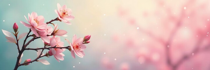 Obraz premium Soft pastel colors in vintage abstract background with delicate floral branch, pattern, floral