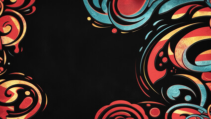 Abstract Colorful Lines 3d Illustration Contrast Color With Black Background, with full red gradient color, simple elegant, simple background