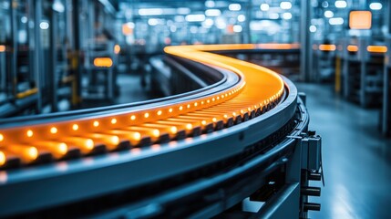 Efficiently moving fresh food products on high-speed conveyor belts in a modern facility, ensuring quick delivery.