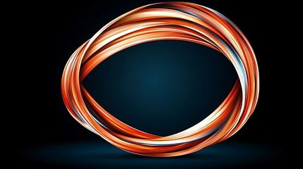 Abstract Copper Swirl 3D Render: Dark Background Design AI Generated