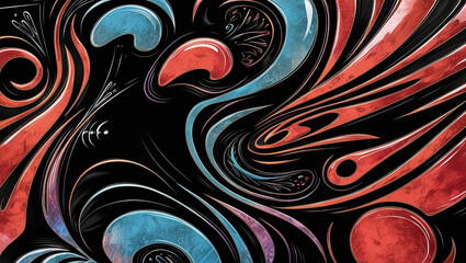 Abstract Colorful Lines 3d Illustration Contrast Color With Black Background, with full red gradient color, simple elegant, simple background