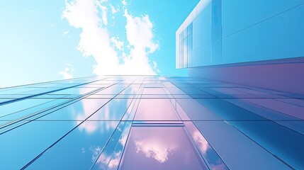 Sleek windows act as vanishing points on a minimalist building facade, creating a sense of depth and perspective.