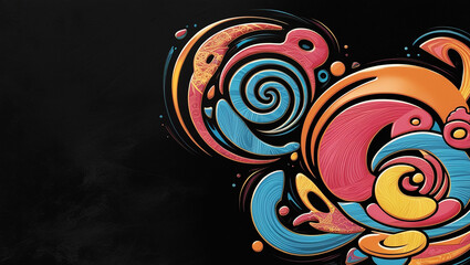 Abstract Colorful Lines 3d Illustration Contrast Color With Black Background, with full red gradient color, simple elegant, simple background
