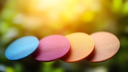 Colorful discs floating in nature