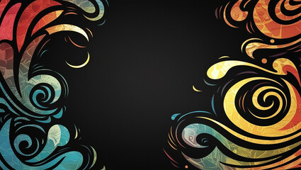 Abstract Colorful Lines 3d Illustration Contrast Color With Black Background, with full red gradient color, simple elegant, simple background