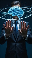 Human with Enlarged Brain Externalized: AI and Futuristic Tech