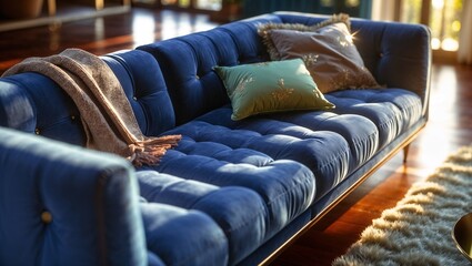 Modern Living Room with Morning Light Streaming Through the Windows