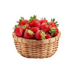 Fresh Strawberry basket on transparent background