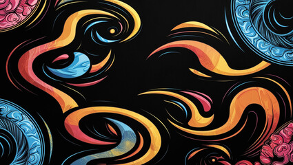 Abstract Colorful Lines 3d Illustration Contrast Color With Black Background, with full red gradient color, simple elegant, simple background