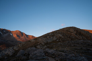 Dawn at Mount Evans, lake in mountain peaks in Colorado