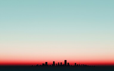 Obraz premium City Skyline Silhouette Against Sunset Gradient Sky
