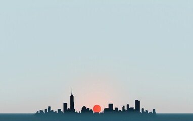 Obraz premium Cityscape Silhouette at Sunset with Muted Pastel Tones