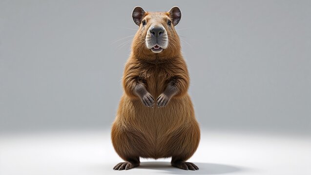 Desmarest's hutia standing on hind legs on seamless background