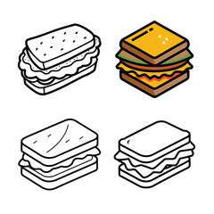 Sandwich Vector set of different cakes