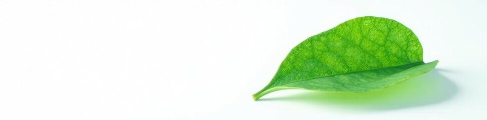 Single leaf isolated on white background with soft lighting and subtle texture, serenity, greens, plant