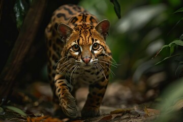 Obraz premium Ocelot Walking Through Forest