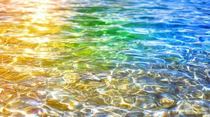 Sunlit Underwater Scene with Golden, Green, and Blue Shimmering Water
