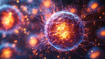 Cellular Nucleus Radiance in Microscopic Realm Dynamic Microcosm of Atomic Interactions