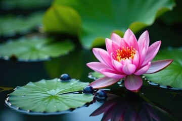Water lilies and blueberries on a pond's surface, plant life, water lily, nature