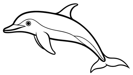 Obraz premium A Playful Dolphin Leaps Through The Ocean Waves In A Vibrant, Simple Line Drawing Style Isolated on Transparent Background